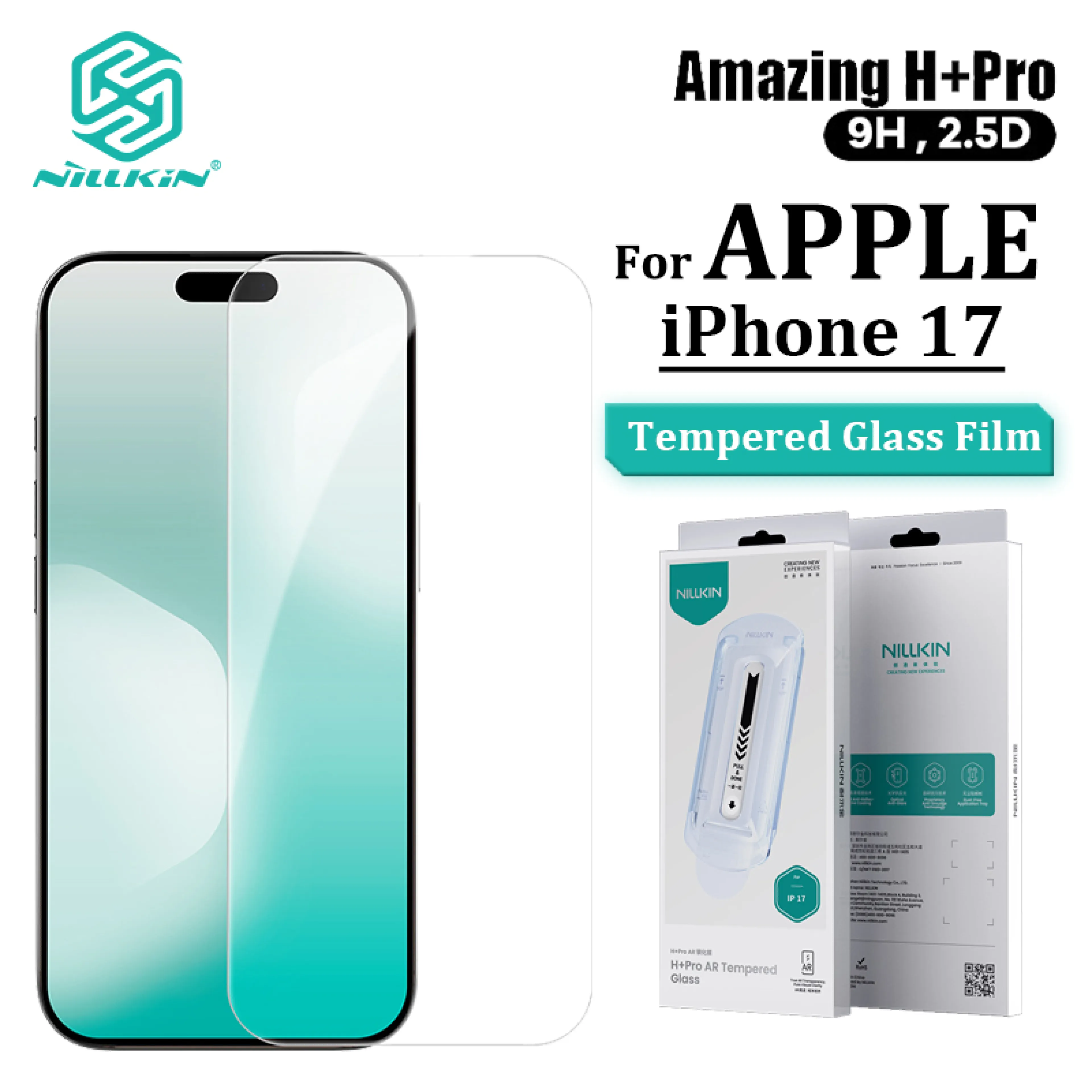 Nillkin 9H Tempered Glass ForApple IPhone 17 Screen Protectors 3D Arc Edge AR Color Restore Anti-fingerprint Anti-Reflective Protective Tempered Glass Film (Dust-free Chamber)