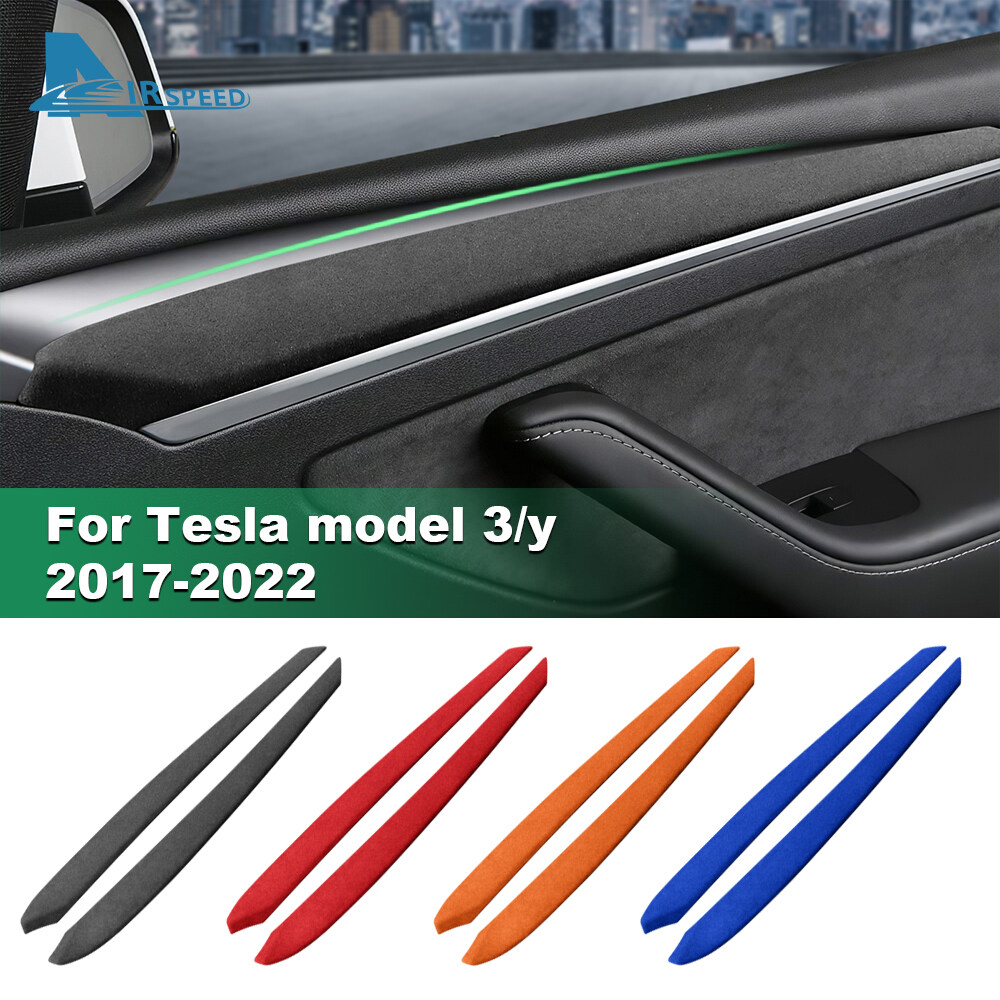 AIRSPEED Suede Car Interior Door Panel Sticker For Tesla Model3 Y 17