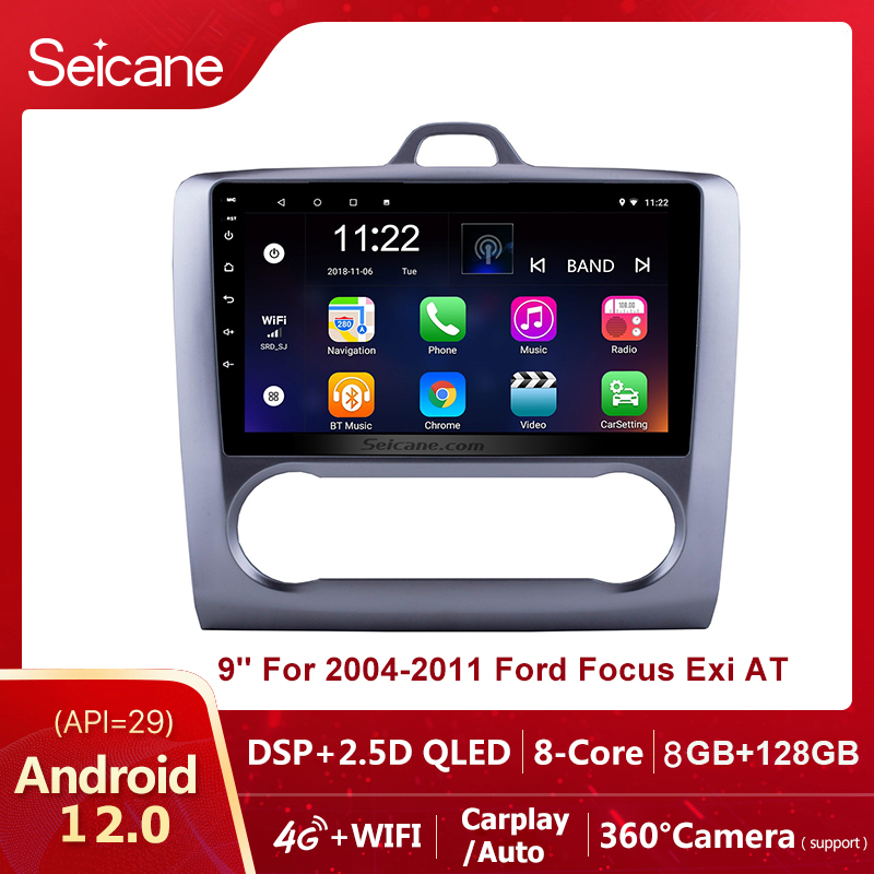 Seicane 2 DIN 9 Inch QLED Touchscreen Android 12.0 GPS Navigation 8-core Car Radio For 2004 2005 2006 2007 2008 2009 2010 2011 Ford Focus Exi AT Support SWC Split Screen Netflix PlayStore Waze YouTube ราคา 2,100 บาท*ส่งฟรี