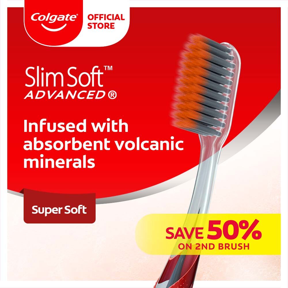 Gambar Colgate SlimSoft Advanced Volcanic Minerals Toothbrush Valuepack 2s (Ultra Soft)