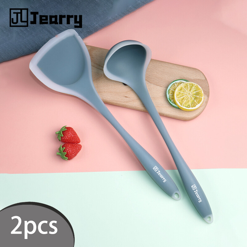 Gambar Jearry Silicone Handle Cookware 2Pcs Heat Resistant Food Grade Set Silicone Kitchen Utensils