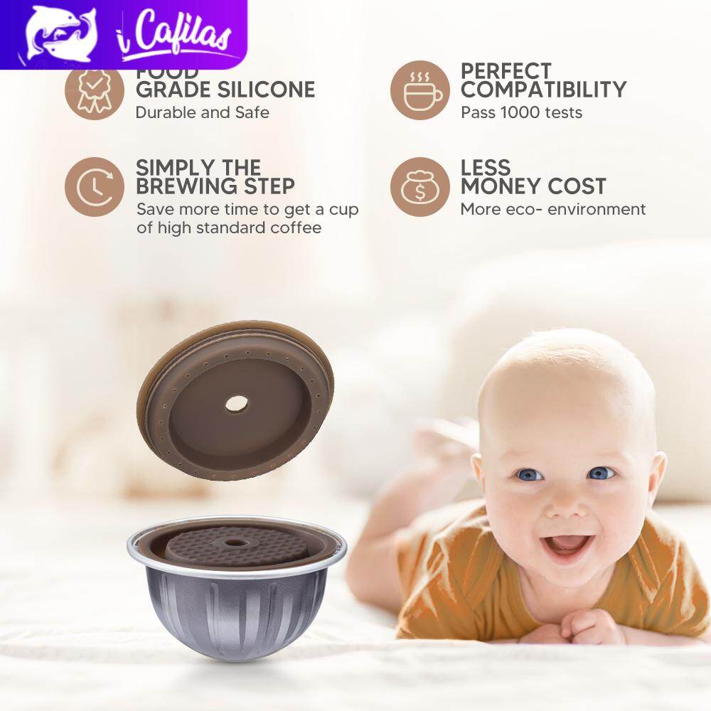 【i Cafilas】[HLB21] Reusable Coffee Capsule Food Grade PP Refillable Pods Filter with Llid for Nespresso Vertuo Next ราคา 101 บาท*ส่งฟรี