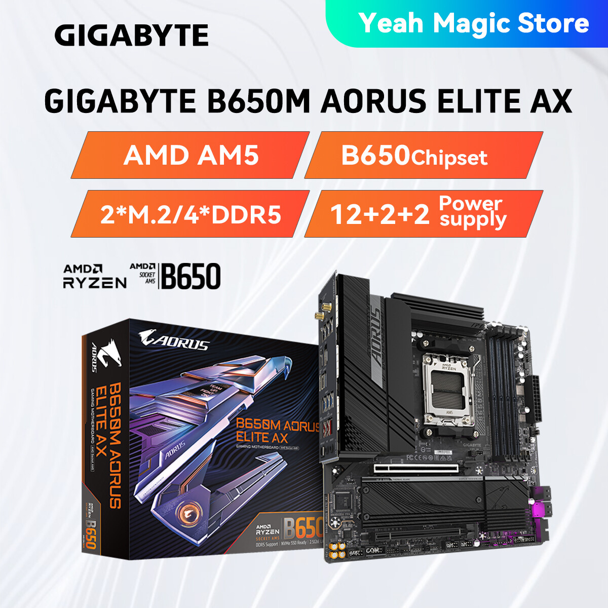 GIGABYTE B650M AORUS ELITE AX AM5 Processor WiFi Bluetooth Gigabyte DDR5 Mainboard AMD Ryzen Kit Combo m-ATX ราคา 9,900 บาท*ส่งฟรี