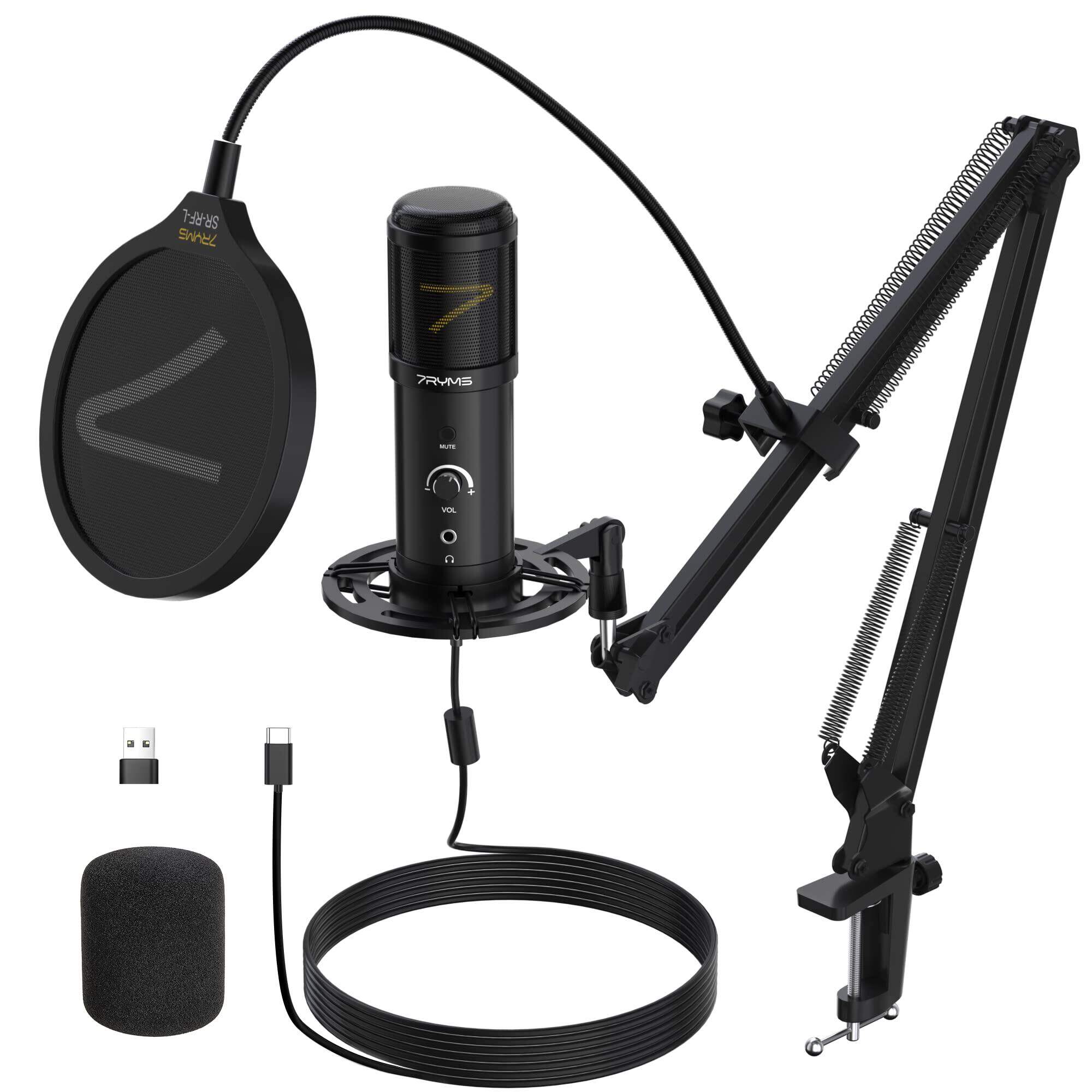 7RYMS SR-AU01-K1 25mm USB Condenser micrô USB Kit cho PC/điện thoại ghi âm và trực tuyến tương thích