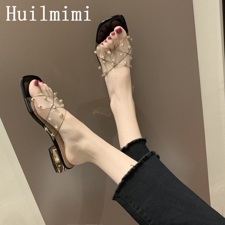 Huilm, giày cao gót nữ giày cao gót thời trang trong suốt mới 3cm giày dự tiệc chống mài mòn chống trượt giày thường ngày xăng đan cao gót dễ phối