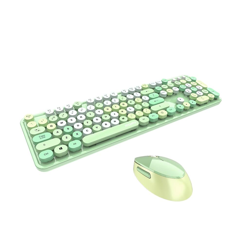 [bán chạy] mofii combo chuột bàn phím ngọt ngào bộ chuột bàn phím không dây 2.4g màu hỗn hợp nắp phím treo tròn cho máy tính xách tay màu xanh dương 26