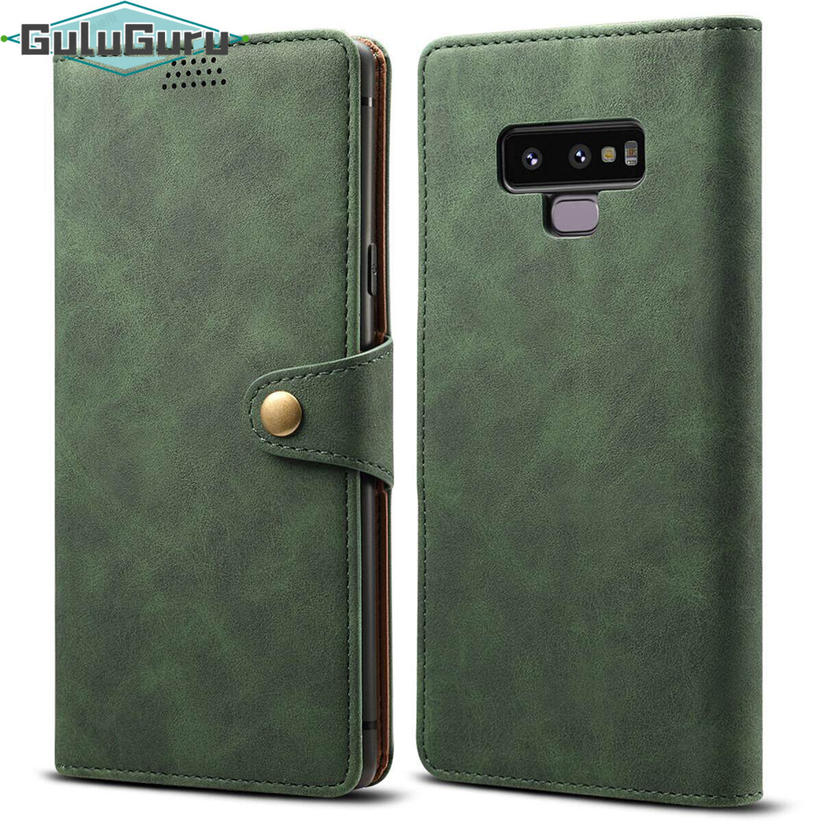 Cho Samsung note9 da trường hợp, đơn giản retro da lộn mờ Ví da Folio lật trường hợp bìa, với ngăn đựng thẻ, túi tiền mặt, khung ảnh, chân đế chủ