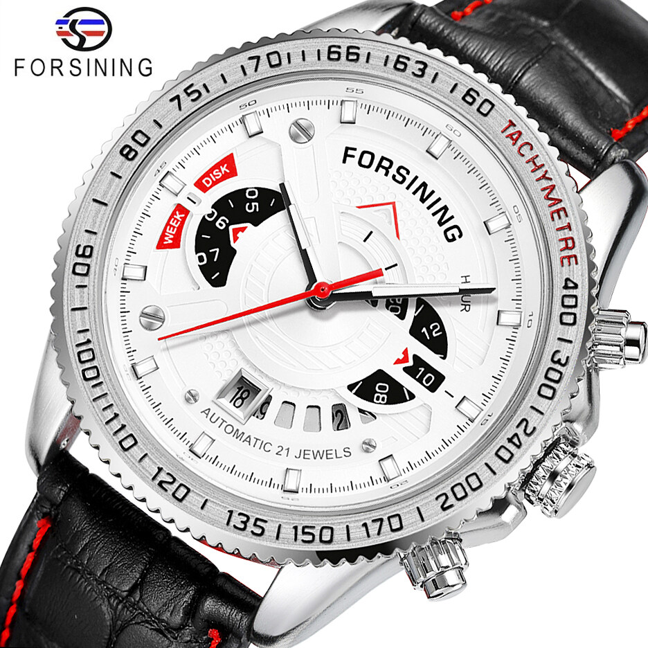 Original Forsining Watch Fashion Sports Automatic Mechanical Watch Leather
