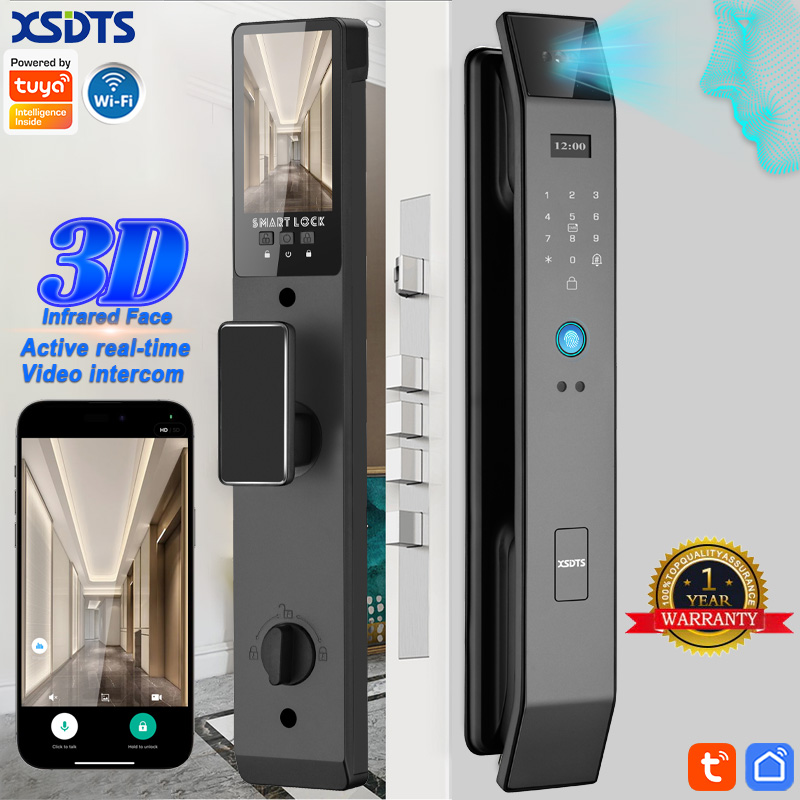 XSDTS Tuya 3D Face Real-time Intercom Smart Door Lock Security Camera Intelligent Fingerprint Password Biometric Electronic Key Unlock ราคา 1,999 บาท*ส่งฟรี