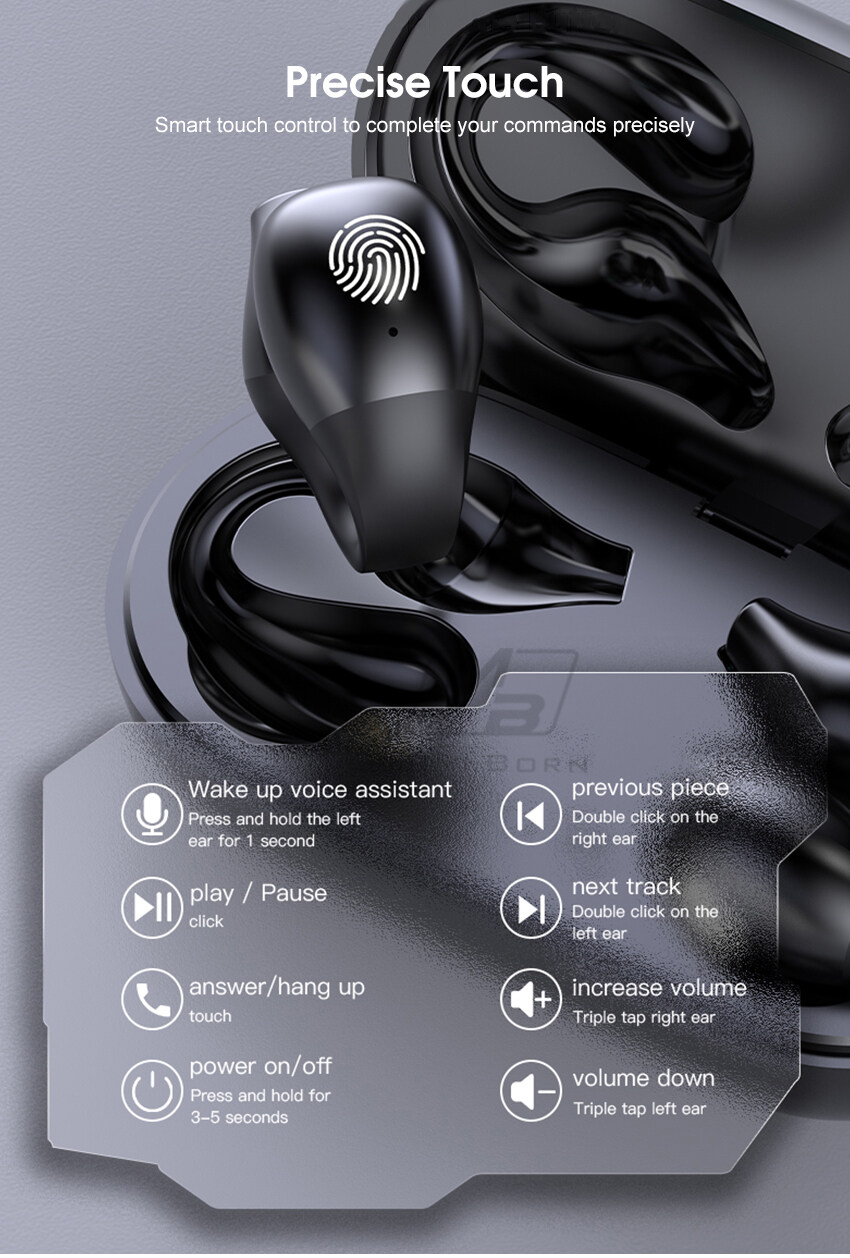 2024 TWS Bluetooth 5.0 Earphone No In-Ear Headphones Wireless Sport Earbud Ear Hook Earphones Power Display Headset HD Call Earbuds Waterproof Sweat-_voghion.com
