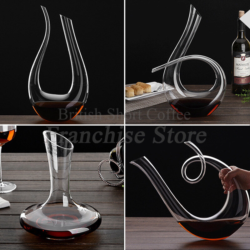 Gambar Cepat Decanter Wain Air Terjun Jenis Rumah Isi Rumah Set Kaca Wain Kristal Kaca Eropah Wain Dispenser 1500Ml Wain Kaca Set