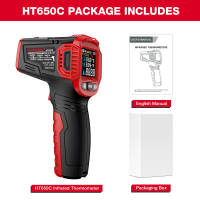 HABOTEST HT650 เครื่องวัดอุณหภูมิอินฟราเรด เครื่องวัดอุณหภูมิเลเซอร์แบบไม่สัมผัส เครื่องวัดอุณหภูมิแบบไฮเปอร์มิเตอร์ Imager Hygrometer เครื่องมือวัดอุณหภูมิอินฟราเรด