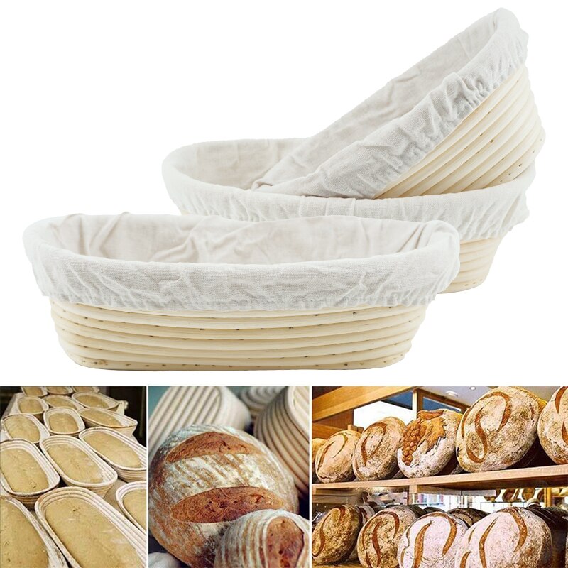 Gambar Natural Rattan Fermentation Basket Country Bread Baguette Dough Mass Proofing Tasting Proving Wicker Baskets Kitchen Supplies