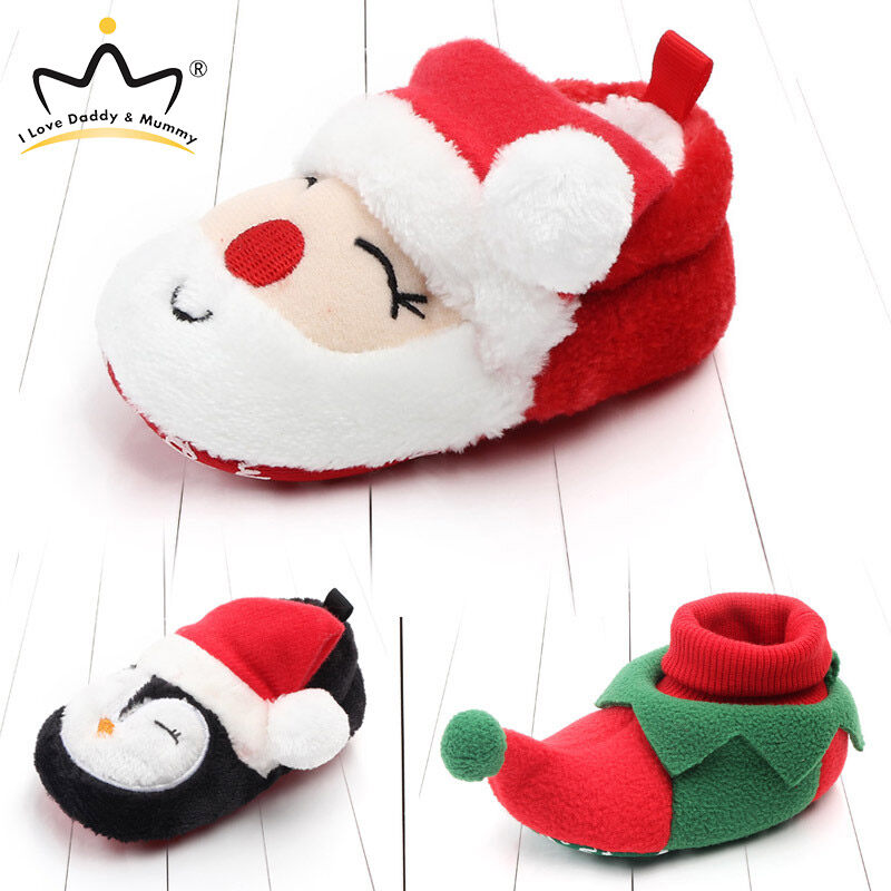 I Love Daddy&Mummy Soft Cotton Christmas Baby Boots Winter Snowman Santa