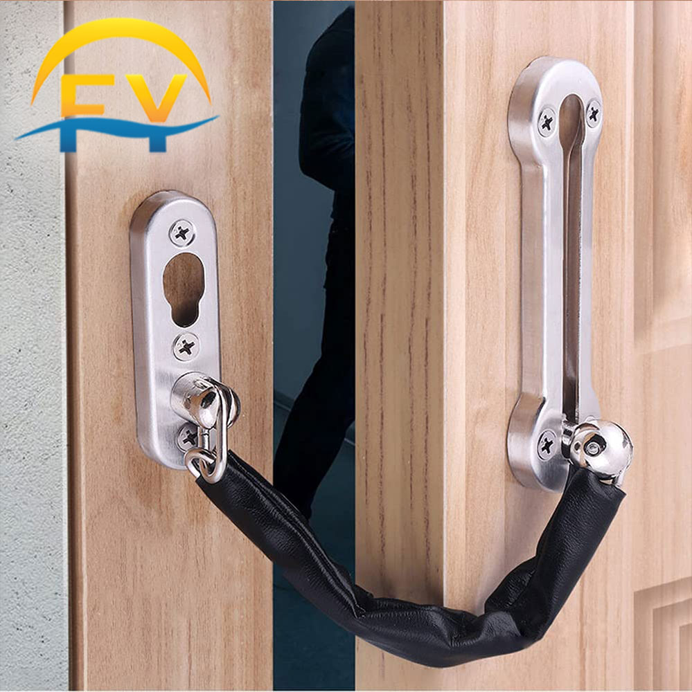 Stainless Steel Door Chain Lock – Anti-Theft Security Guard For Home & Hotel, Sliding Chain With Spring Lock (Black Or Silver, 304 Grade Available)