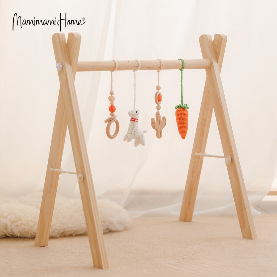 Mamimami Home Baby Play Gym Set With Hanging Toys Natural Wooden Rack Toddler Activity Center Kids Gift Lazada Singapore