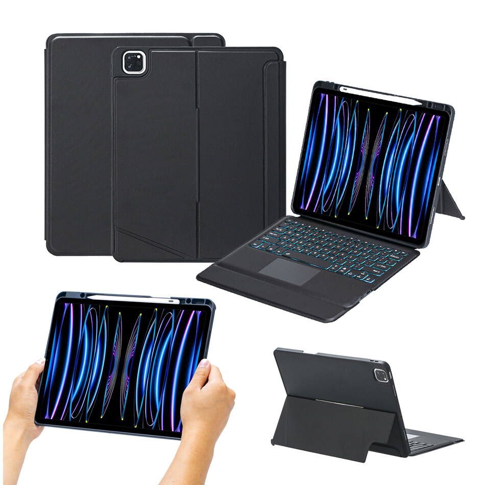 IFarcase Bàn Phím Bluetooth Có Đèn Nền Cho iPad Pro 12.9 2022 2021 2018 Bao Da Tích Hợp Khe Cắm Bút Chì Cho iPad Pro 12.9 Bàn Phím Cảm Ứng 6th Gen