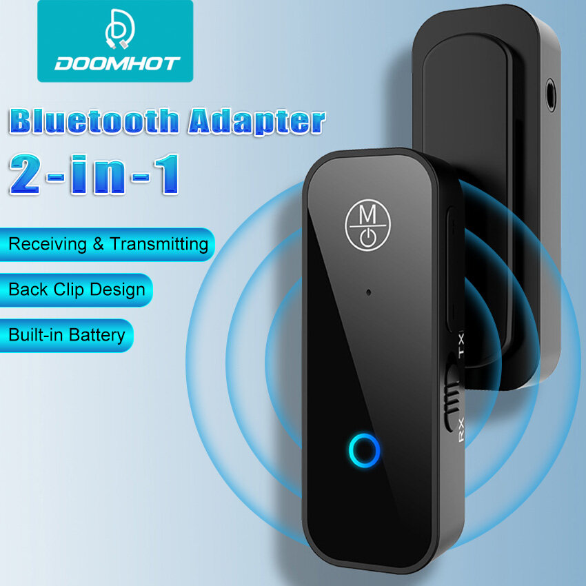 Doomhot bộ chuyển đổi âm thanh bluetooth 2 trong 1 bộ thu phát bluetooth 5.1 bt bộ thu âm thanh không dây giắc cắm 3.5mm bộ thu âm thanh hifi cho tai nghe loa xe hơi