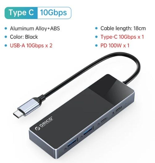ORICO Hub USB 3.0 4 Cổng Hub USB Dữ Liệu Siêu Mỏng Với PD100W Siêu Sạc Bộ Chuyển Đổi Máy Tính Di Độn