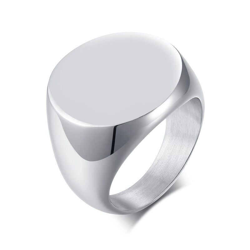 Stainless Steel Signet Ring for Men Polished Pinky Ring Size 4-15