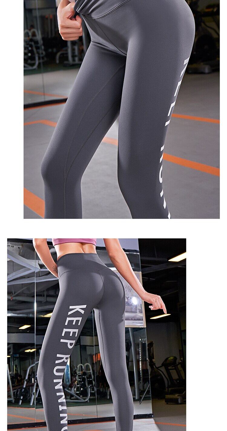 Leggings da corsa SUPERFLOWER per donna Pantaloni da yoga Leggings da allenamento con lettere stampate a vita alta_voghion.com