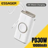 Essager Xách Tay 10000MAh Màn hình hiển thị kỹ thuật số Pin sạc dự phòng với 3W Sạc Không Dây Cho Iwatch 30W Pd Nhanh Chóng Sạc Được Xây Dựng-Trong Type-C Cáp