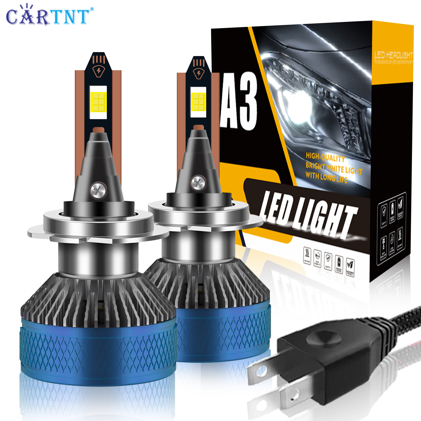 Cartnt 2 cái bóng đèn xe ô tô đèn led phía trước xe ô tô đèn pha ô tô h4 h1 h7 h8 h9 h11 9006 hb3 hb4 9012 hb4 9007 9004 12v 6500k sương mù lamphir2