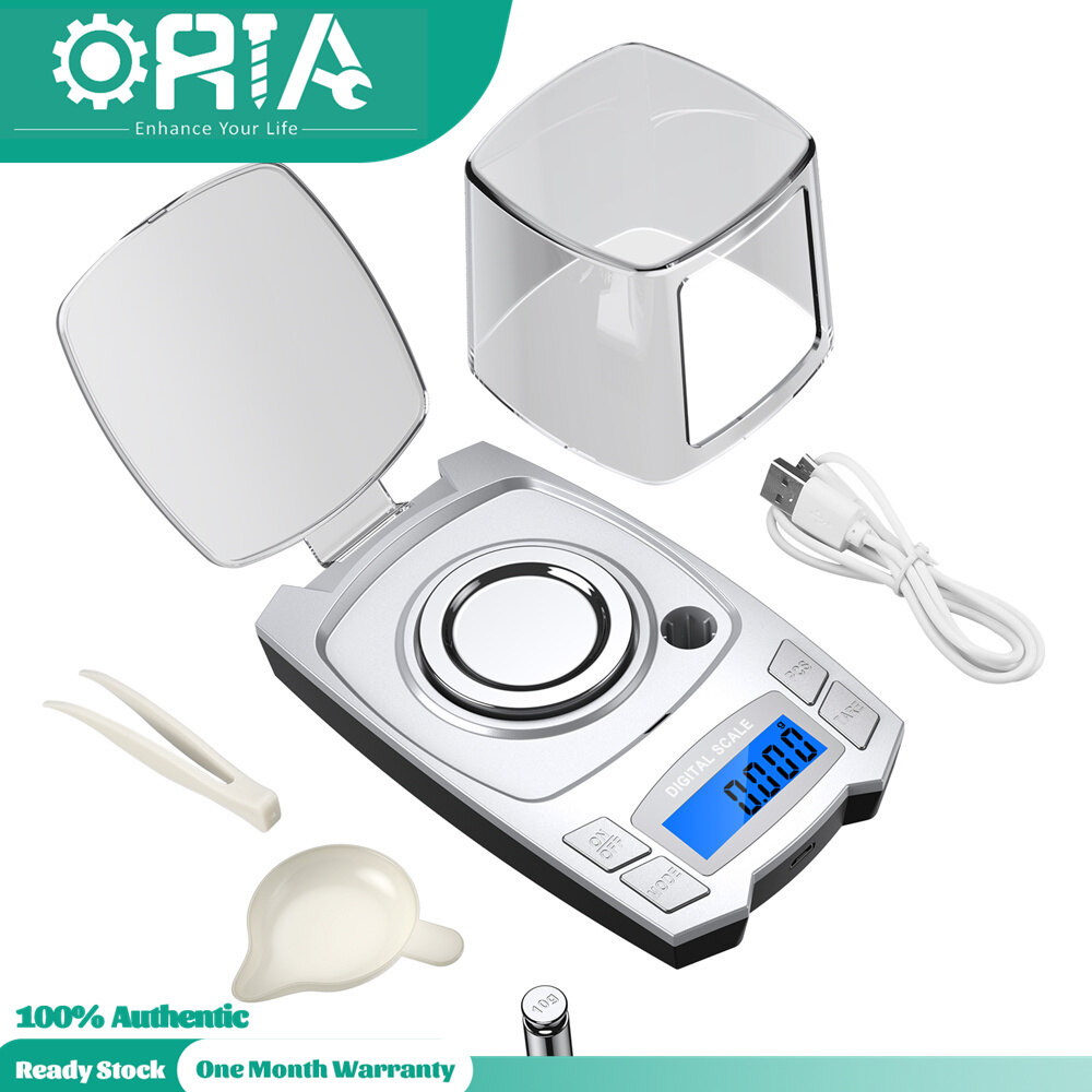 ORIA Digital Milligram Scale High Precision 0.001g USB Rechargeable Mini Scale Pocket Jewelry Scale with Calibration Tweezers & Weighing Pan & 9 Units & Tare & PCS & LCD scale for Lab/Diamond/Medicine etc ราคา 481 บาท*ส่งฟรี