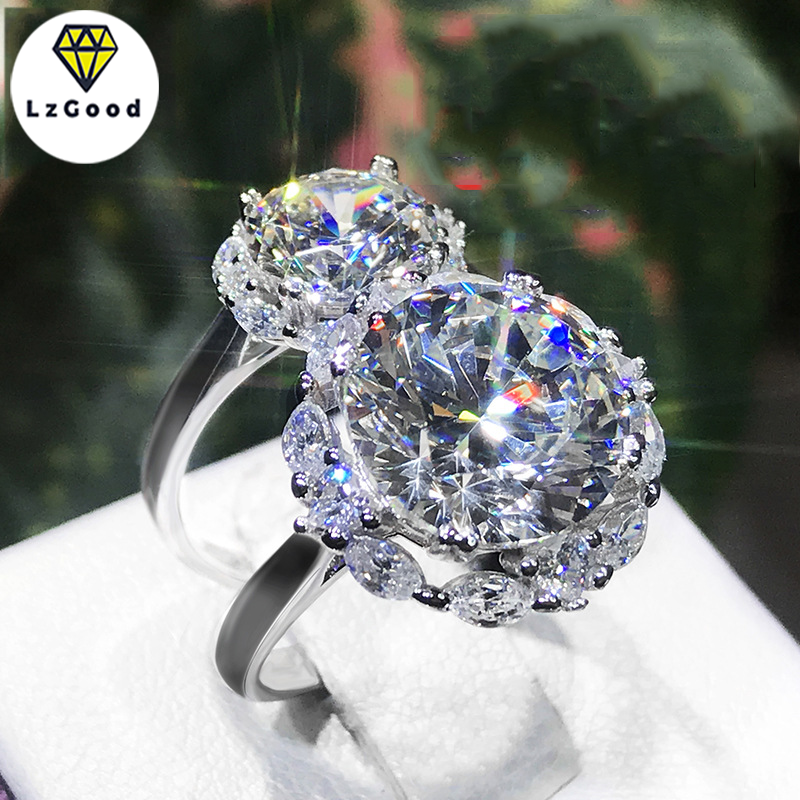  【Giao Hàng Nhanh lzgood Nhẫn Kim Cương Moussan 5 Karat Moussan Bằng Bạc Ý Bút Có Kim Cương Lớn Hình Trứng Bồ Câu 925 Ánh Sáng Phong Cách Nhật Bản Carbon Cao Kim Cương Nhẫn Sang Trọng Tinh Tế 