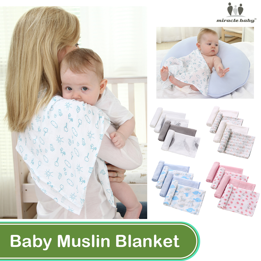Miracle Baby Blanket 4pcs in 1 Pack Swaddle Muslin Cotton Blankets Multi-use For Baby Towel Recieving Blanket Newborn Swaddle Muslin Infant Gauze Baby Warp Burp Cloth Baby diaper ราคา 489 บาท*ส่งฟรี
