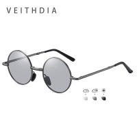 VEITHDIA Fashion Mens Polarized Folding Sunglasses Women Foldable Round UV400 Protection Sun Glasses Shades Night Vision Photochromic Lens A700