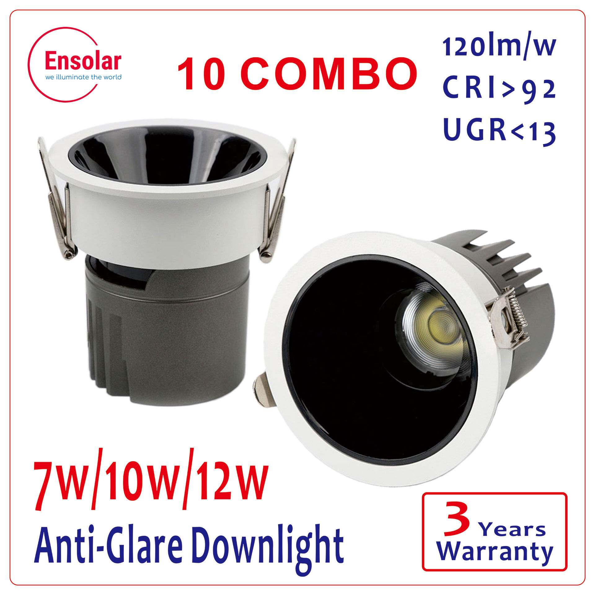 Ensolar 10 cái đèn chiếu sáng siêu sáng chống chói cob led đèn âm trần đèn chiếu sáng đèn trần đèn chiếu sáng gia đình trong nhà phòng khách văn phòng 7w/10w