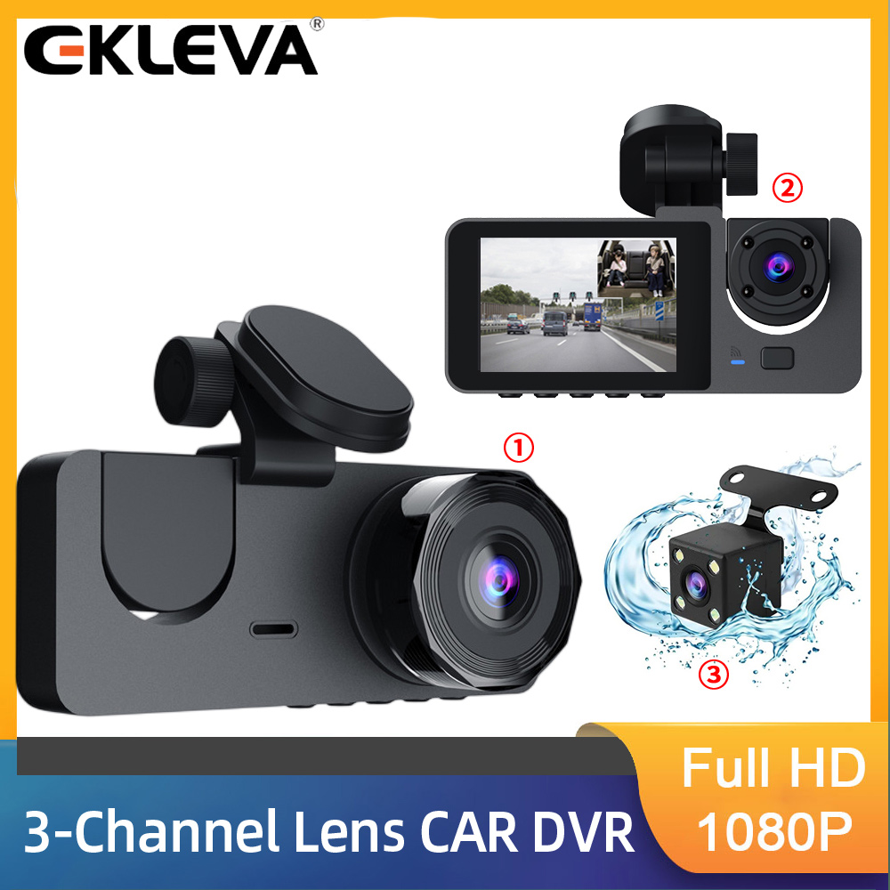 EKLEVA 3 Lens Cam Dash Car DVR HD 1080P Camera 2.0 inch IPS Video Recorder Cycle Dashcam Mirror Driving Recorder Night Vision Giá 700,187 Đồng*Miễn phí vận chuyển