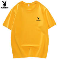 Playboy Áo Thun Cotton Tay Ngắn Màu Trơn Cho Nam Áo Ngắn Tay Thường Ngày Học Sinh Cổ Tròn Dáng Ôm Xu Hướng Hàn Quốc