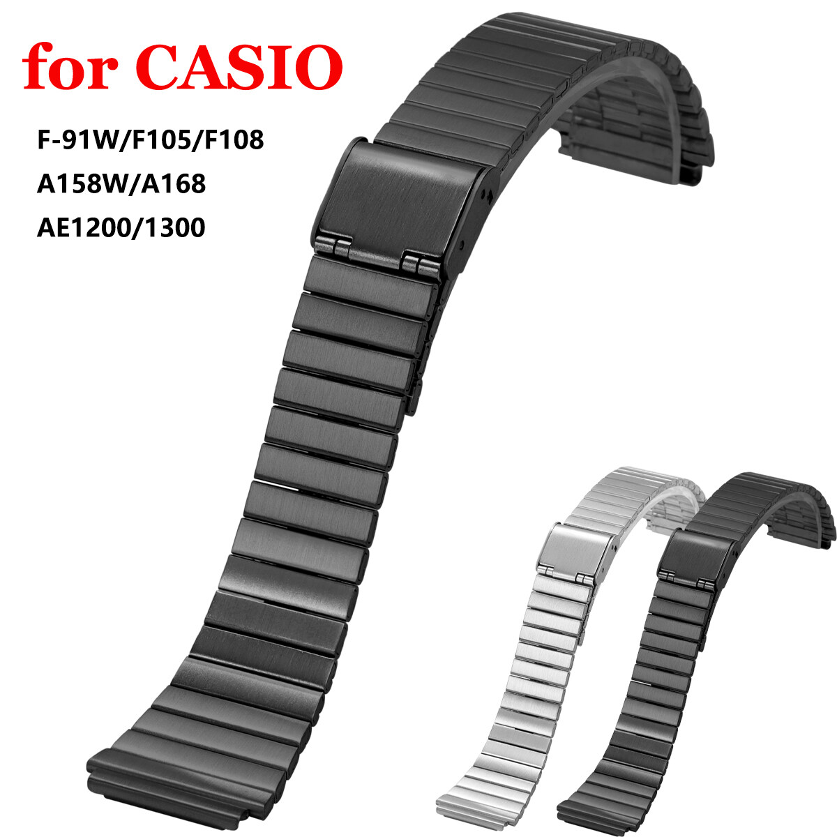 Cho Casio W800H Ae1200 F91W đồng hồ phổ quát Dây Đeo 18Mm đồng hồ thép Không Gỉ Casio F 91W Dây Đeo 