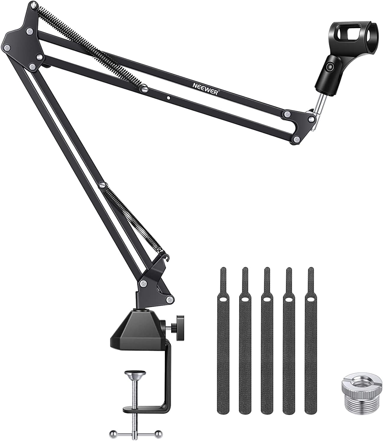 Neewer Microphone Arm Stand Upgraded C Clamp, Adjustable Suspension Boom Scissor Mic Stand 3/8”-5/8” Adapter, Mic Clip, Cable Ties Compatible Blue Yeti/Snowball, QuadCast, Max Load 2KG (40100193) ราคา 1,221 บาท*ส่งฟรี