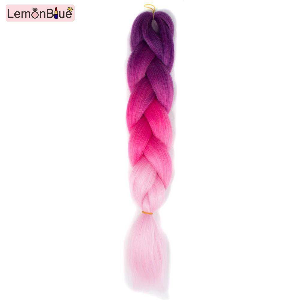 Gambar LemonBlue Fashion Women Wigs Sexy 60cm Long Braided Braid Ombre Color Cosplay Hair Wig For Ladies Girl Gifts 55