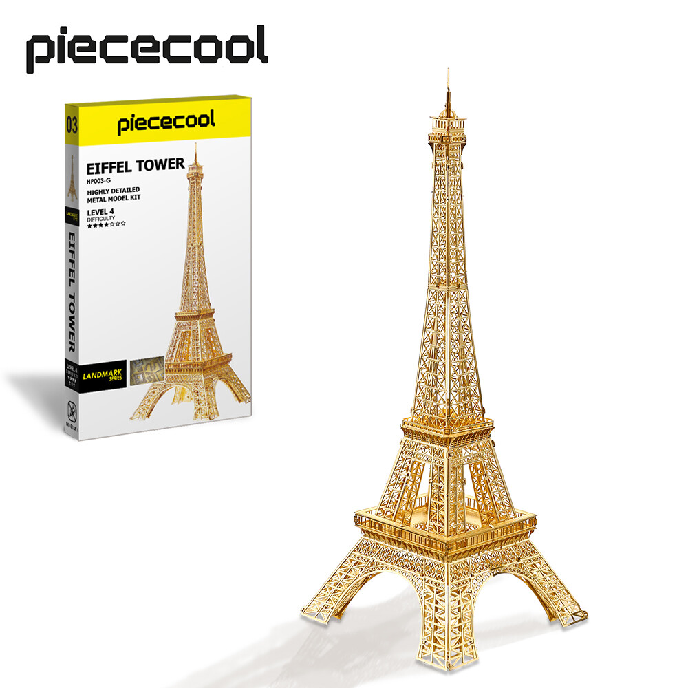 Piececool xếp hình kim loại 3d bộ lắp ghép mô hình tháp eiffel vàng đồ chơi lắp ráp giáo dục tự làm cho trẻ em