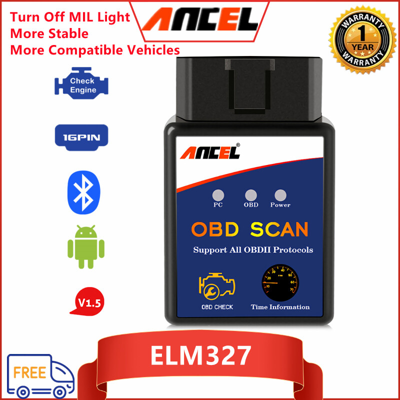 Ancel máy quét obd2 elm327 v1.5 pic18f25k80 dụng cụ chẩn đoán xe hơi bluetooth máy đọc mã obdii elm 327 tự động làm việc điện thoại android 12v