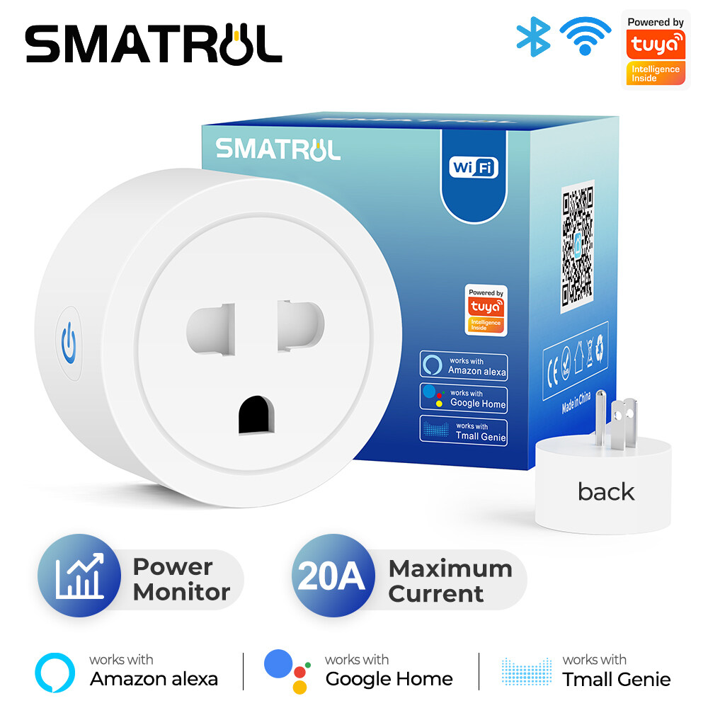 SMATRUL Ổ Cắm WiFi Tuya 20A/16A Bộ Chuyển Đổi Ổ Cắm Thông Minh Chuẩn Mỹ Châu Âu Thông Dụng Bluetooth Máy Nước Nóng Điều Hòa Từ Xa Không Dây Màn Hình Nguồn Hẹn Giờ Bằng Giọng Nói Cho Google Home Alexa Tmall Genie