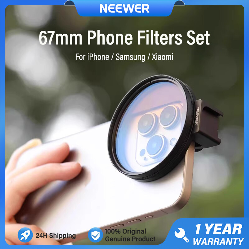 NEEWER Universal 67mm Phone Filter Kit Bộ lọc điện thoại đa năng có giá đỡ bộ lọc điện thoại nâng cấp Bộ lọc hiệu ứng nhiều màu CPL ND32 dành cho iPhone Samsung Android Ống kính máy ảnh điện thoại thông minh