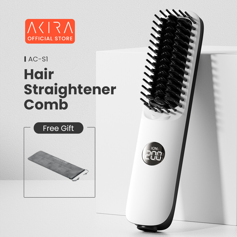 Nhật Bản Akira nhỏ gọn mới Xách Tay Gốm ion âm Lược chải thẳng tóc Thẳng lược chải râu Cho Phụ Nữ Tóc Sityling dụng cụ làm đẹp