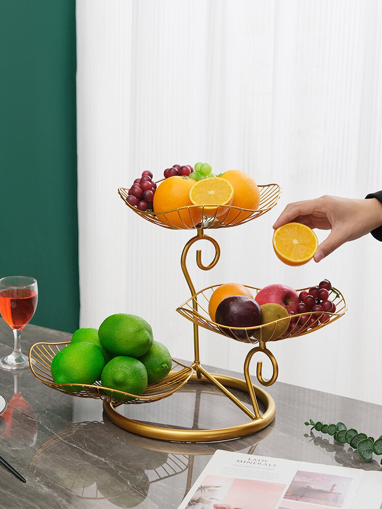 Gambar New Beautiful and Delicate Multi layer High footed Fruit Bowl Fruit Plate Fruit Basket Living Room Home Coffee Table
