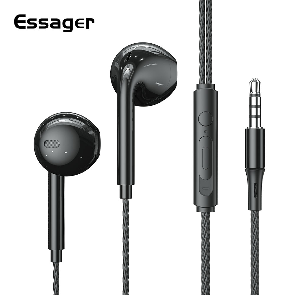 ESSAGER S320 หูฟังมีสายสเตอริโอ หูฟังเน้นเสียงเบส In-Ear 3.5มม. พร้อมไมโครโฟน สำหรับ Xiaomi Samsung Vivo โทรศัพท์ Oppo Huawei ราคา 40 บาท*ส่งฟรี