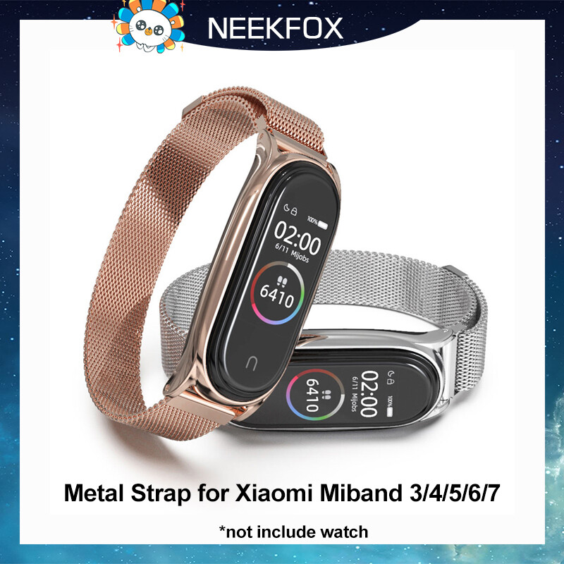 NEEKFOX Dây Đeo Kim Loại Cho Xiaomi Mi Band 3/4/5/6/7 Dây Đeo Bằng Thép Không Gỉ Cho Miband 3/4 Miband 5/6 Dây Đeo Cổ Tay Có Thể Điều Chỉnh Cho Mi Band 7 Phụ Kiện