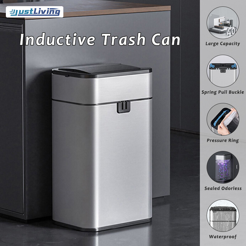 JustLiving 1PC 9/15/20/30/40/50/60L Smart Induction Trash Can Automatic Intelligent Sensor Dustbin Bathroom Waste Garbage Bins Household Toilet Large Capacity Waterproof Bin With lid - ยี่ห้อ Just Living ราคา 2,171 บาท*ส่งฟรี
