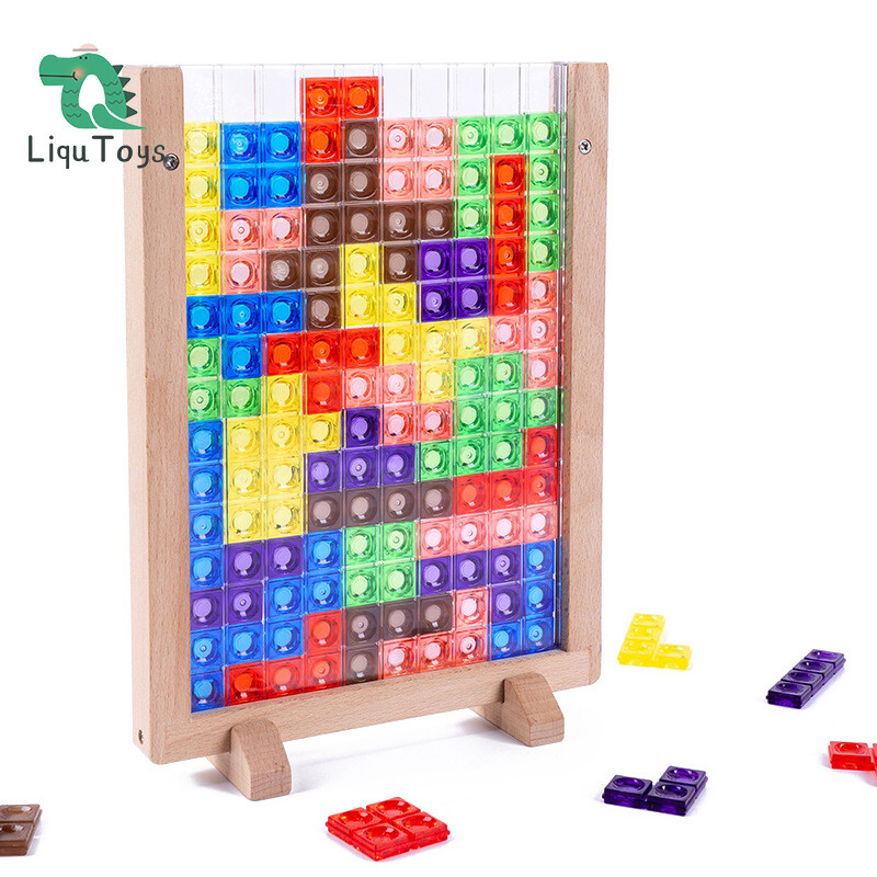 Lique đồ chơi xếp hình bằng gỗ đồ chơi trêu ghẹo não trò chơi xếp hình trí tuệ 3d nhiều màu sắc nga tangram stem montessori
