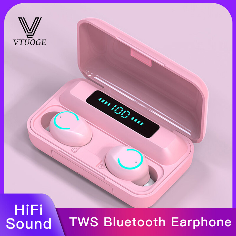 VTUOGE TWS Bluetooth 5.0 Earphones waterproof headphone 8D Bass Stereo Earbuds Handsfree Wireless Headset With Microphone for xiaomi Redmi huawei Airdots Android Mobile Phone