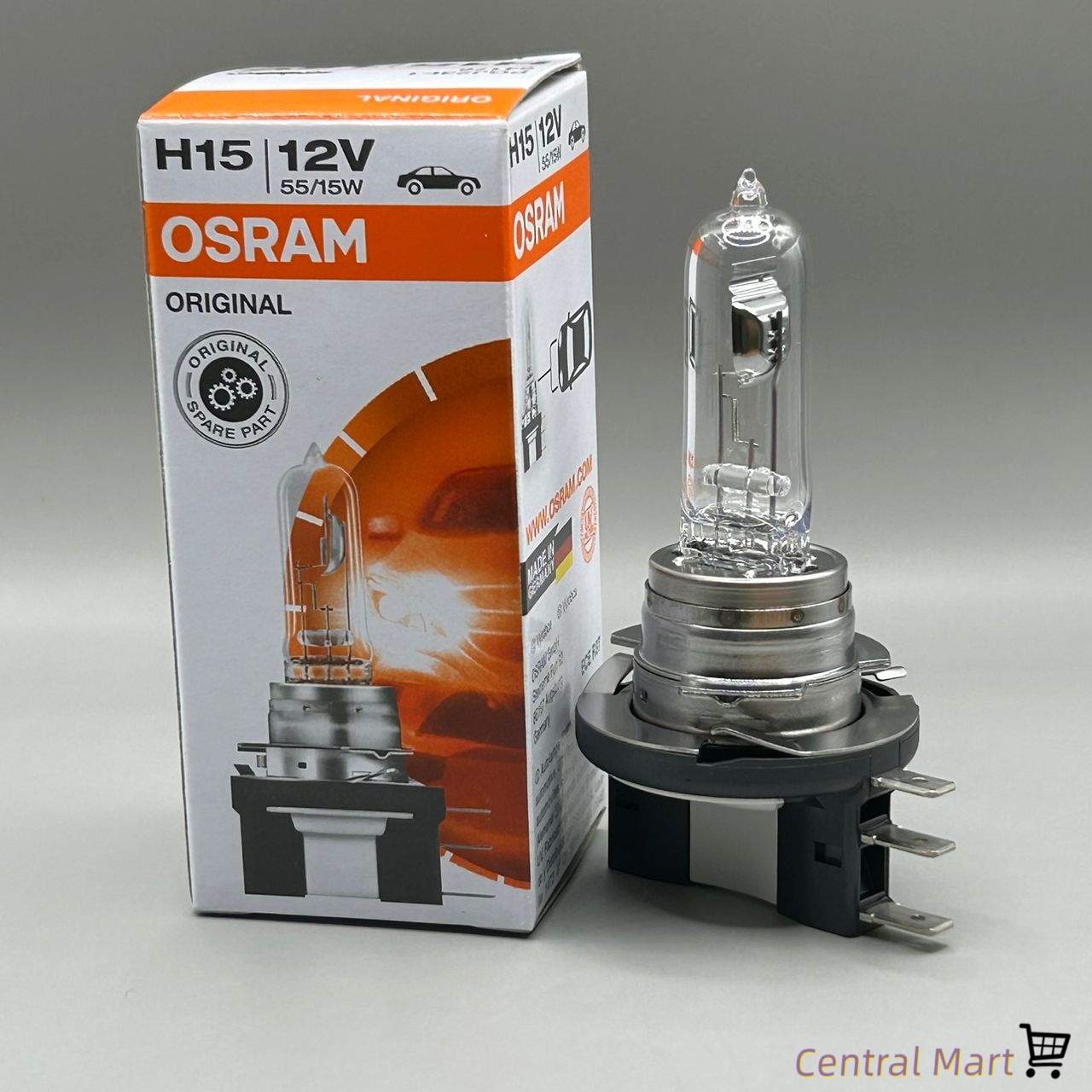 Original Osram H15 12V 55/15W - Halogen Bulb for Ford Ranger, VW Golf, Audi  A3/A5, Mazda 3 and Mercedes C and S Class Made in Germany