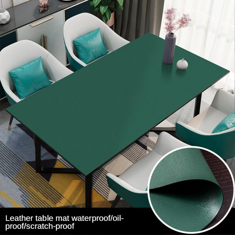 Gambar Pure Color Pu Leather Tablecloth Waterproof And Oil Proof Disposable Anti Scalding Household Rectangular Table Mat Cloth